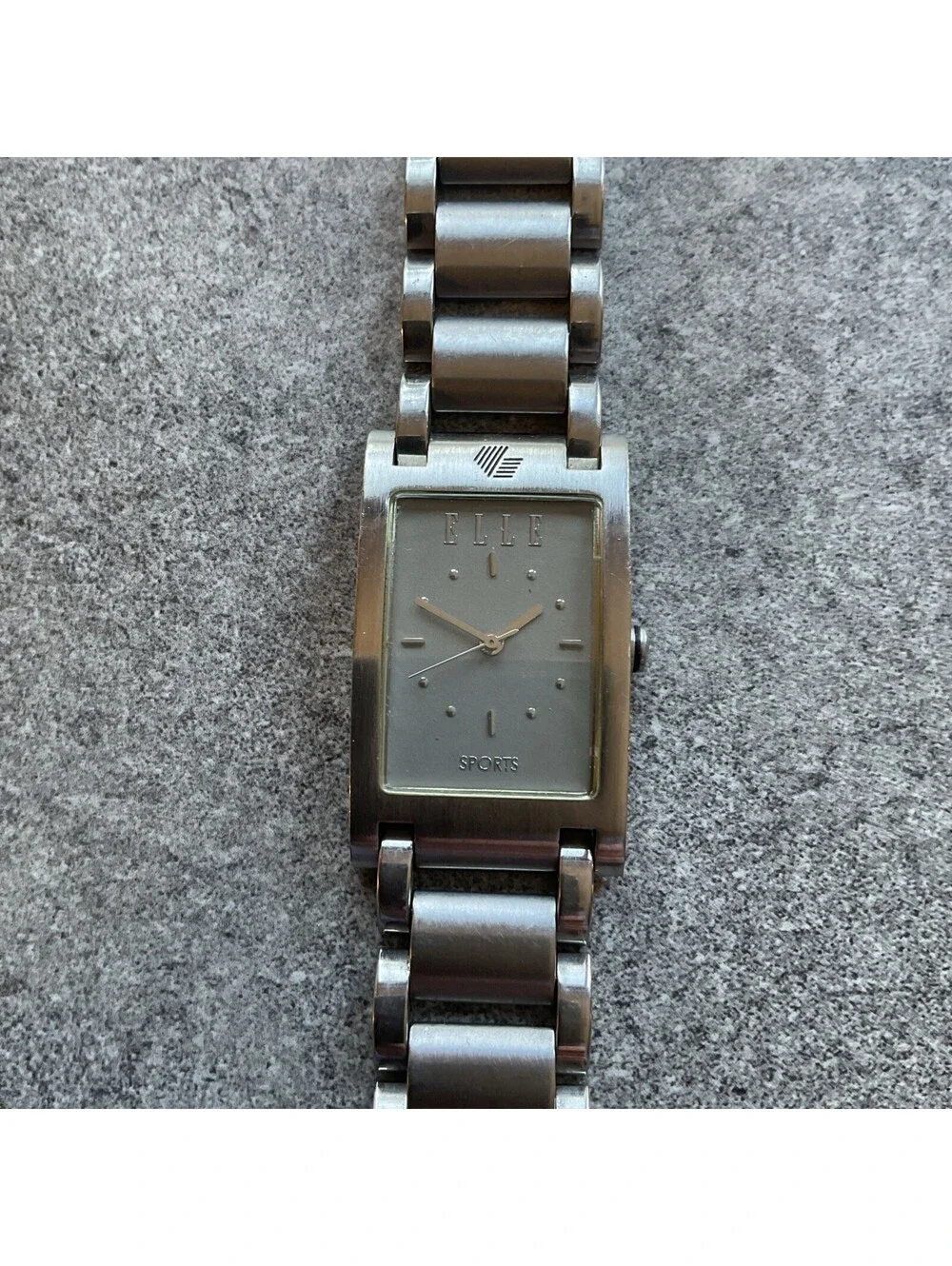 Vntg Elle Sports Designed In France Womens Tank Style Watch 23mm Silver Tone BCF